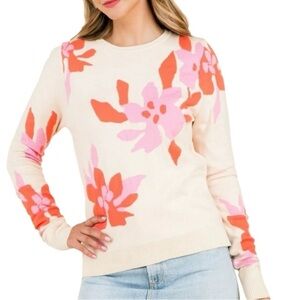 Anthropologie THML Floral Patterned Cream Sweater